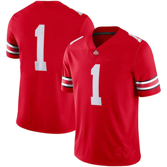 #1 O.State Buckeyes Game Jersey Scarlet Football Jersey Stitched American College Jerseys - Main View