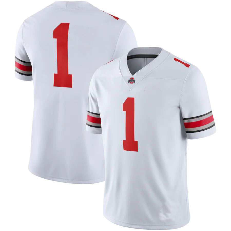 #1 O.State Buckeyes Game Jersey  Football Jersey White Stitched American College Jerseys - Main View