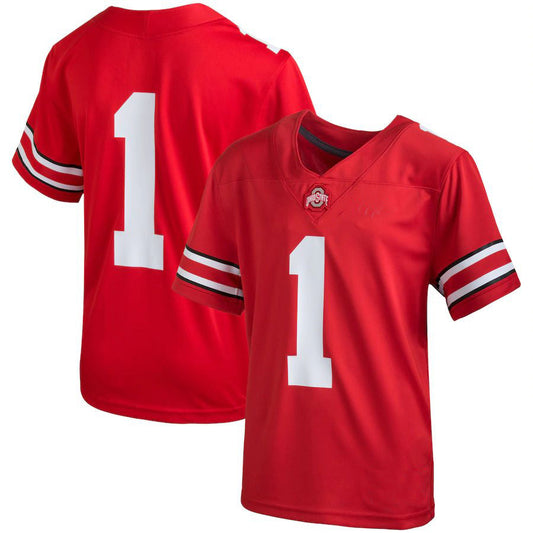 #1 O.State Buckeyes Team Replica Scarlet Football Jersey Stitched American College Jerseys - Main View