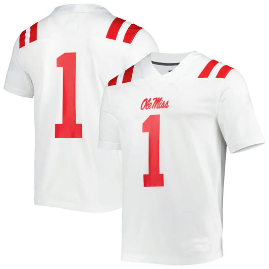 #1 O.Miss Rebels Untouchable Football Jersey White Stitched American College Jerseys - Main View