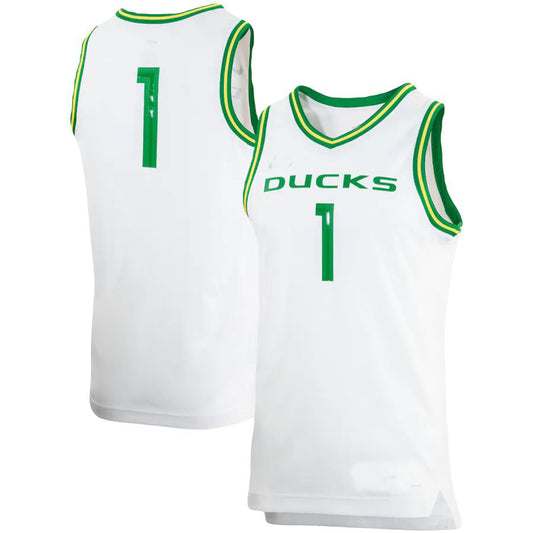 #1 O.Ducks Replica Team Basketball Jersey White Stitched American College Jerseys - Main View