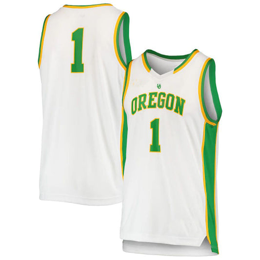 #1 O.Ducks Replica Basketball Jersey White Stitched American College Jerseys - Main View