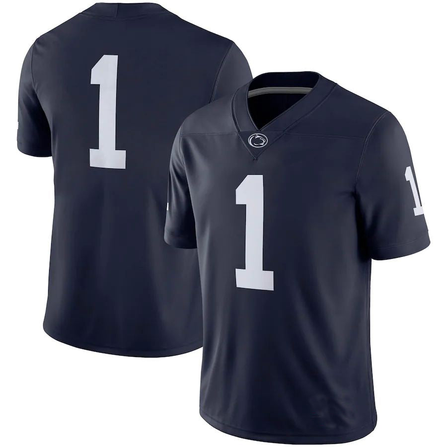 #1 P.State Nittany Lions Team Game Jersey Navy Stitched American College Jerseys - Main View
