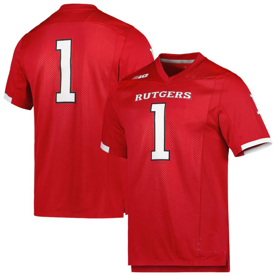 #1 R.Scarlet Knights Team Premier Football Jersey Scarlet Stitched American College Jerseys - Main View