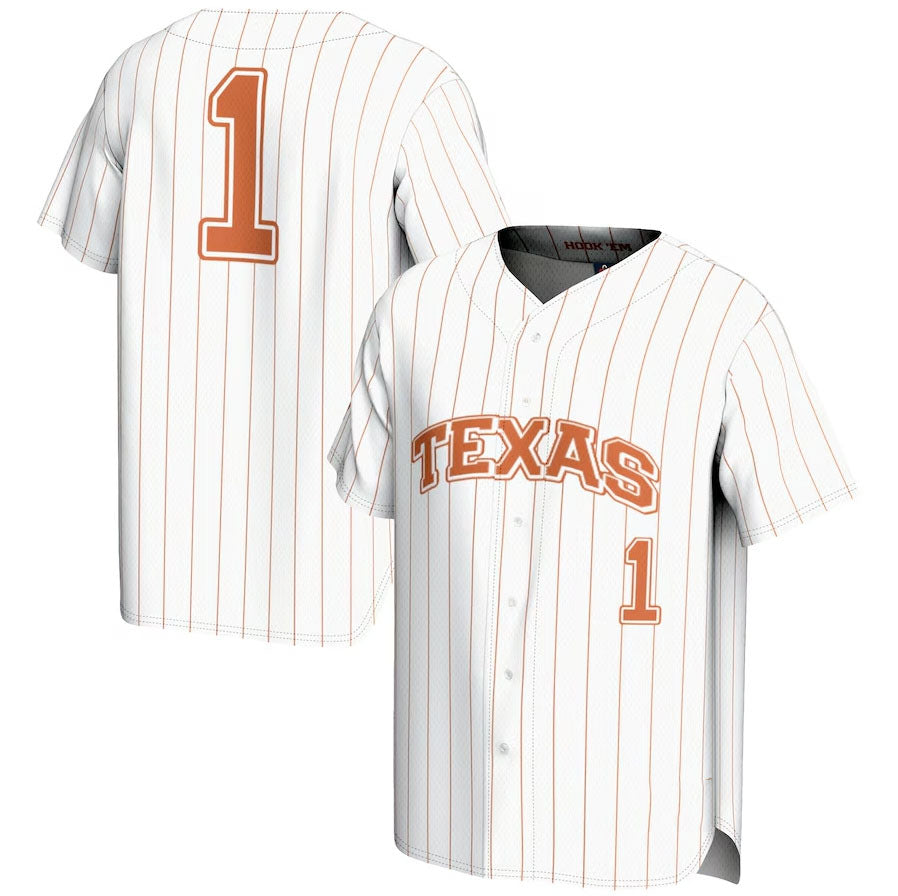 #1 T.Longhorns GameDay Greats Lightweight Baseball Jersey - White American College Jerseys - Main View