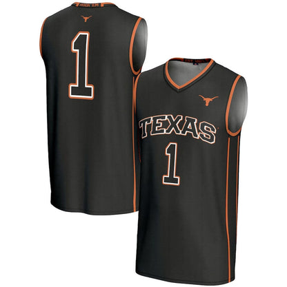 #1 T.Longhorns GameDay Greats Replica Lightweight Basketball Jersey - Black American College Jerseys - Main View