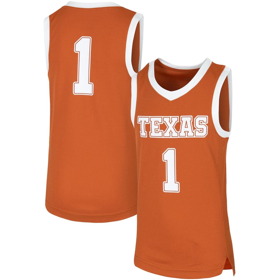 #1 T.Longhorns Replica Team Basketball Jersey - Orange American College Jerseys - Main View