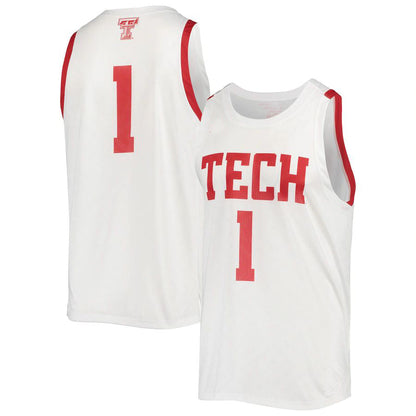 #1 T.Tech Red Raiders Under Armour Alternate Replica Basketball Jersey White Stitched American College Jerseys - Main View