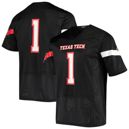 #1 T.Tech Red Raiders Under Armour Logo Replica Football Jersey Black Stitched American College Jerseys - Main View