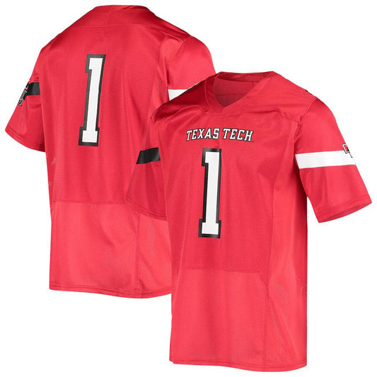 #1 T.Tech Red Raiders Under Armour Logo Replica Football Jersey Red Stitched American College Jerseys - Main View