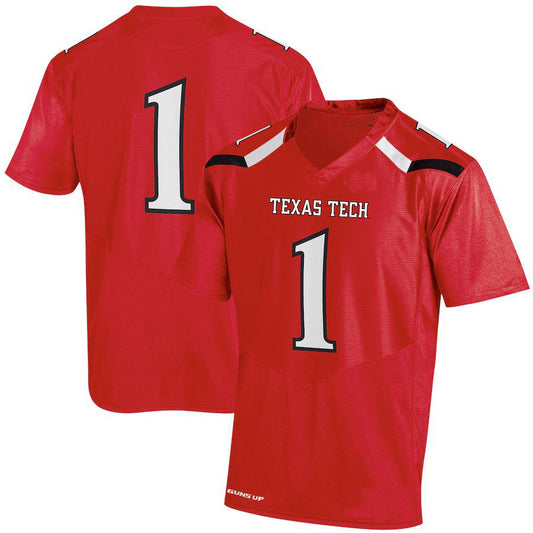 #1 T.Tech Red Raiders Under Armour Replica Jersey - Red Stitched American College Jerseys - Main View