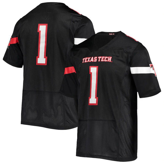 #1 T.Tech Red Raiders Under Armour Team Premier Football Jersey - Black Stitched American College Jerseys - Main View
