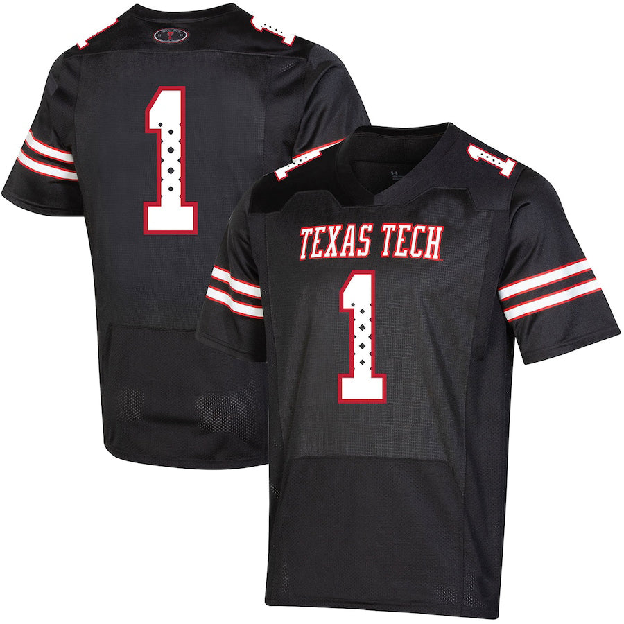 #1 T.Tech Red Raiders Under Armour Throwback Special Game Jersey Black Stitched American College Jerseys - Main View