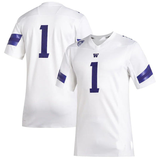 #1 W.Huskies Premier Football Jersey White Stitched American College Jerseys - Main View