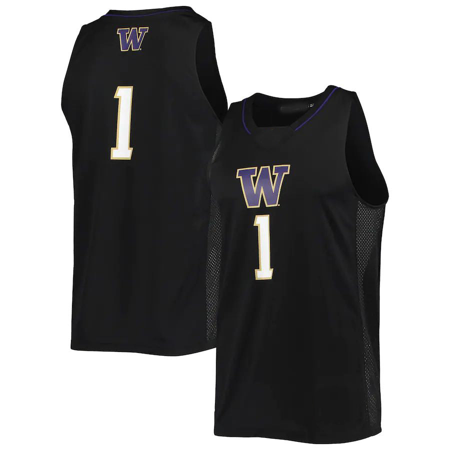 #1 W.Huskies Swingman Basketball Jersey Black Stitched American College Jerseys - Main View