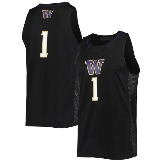 #1 W.Huskies Swingman Basketball Jersey Black Stitched American College Jerseys - Main View
