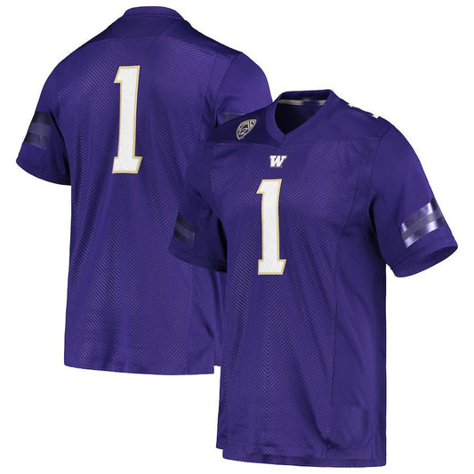 #1 W.Huskies Team Premier Football Jersey Purple Stitched American College Jerseys - Main View