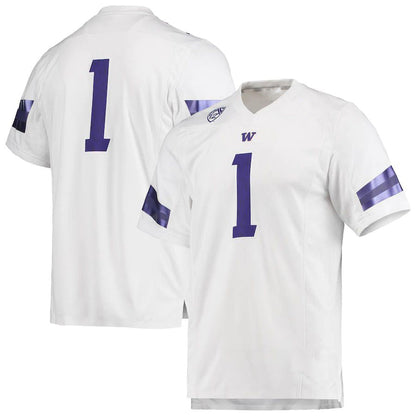 #1 W.Huskies Team Premier Football Jersey White Stitched American College Jerseys - Main View