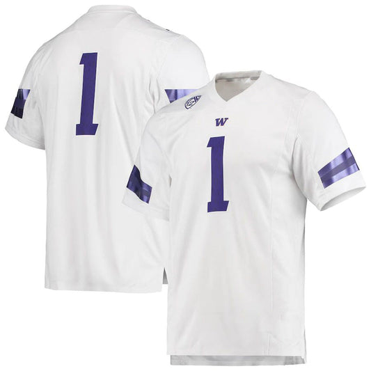 #1 W.Huskies Team Premier Football Jersey White Stitched American College Jerseys - Main View