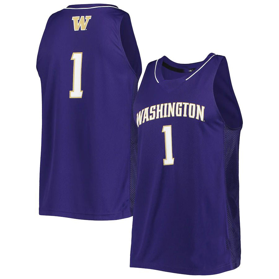 #1 W.Huskies Team Swingman Basketball Jersey Purple Stitched American College Jerseys - Main View