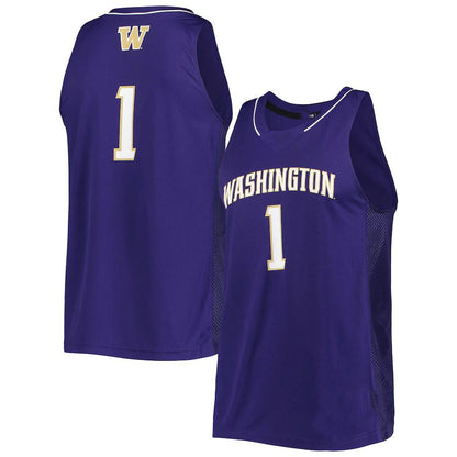 #1 W.Huskies Team Swingman Basketball Jersey Purple Stitched American College Jerseys - Main View