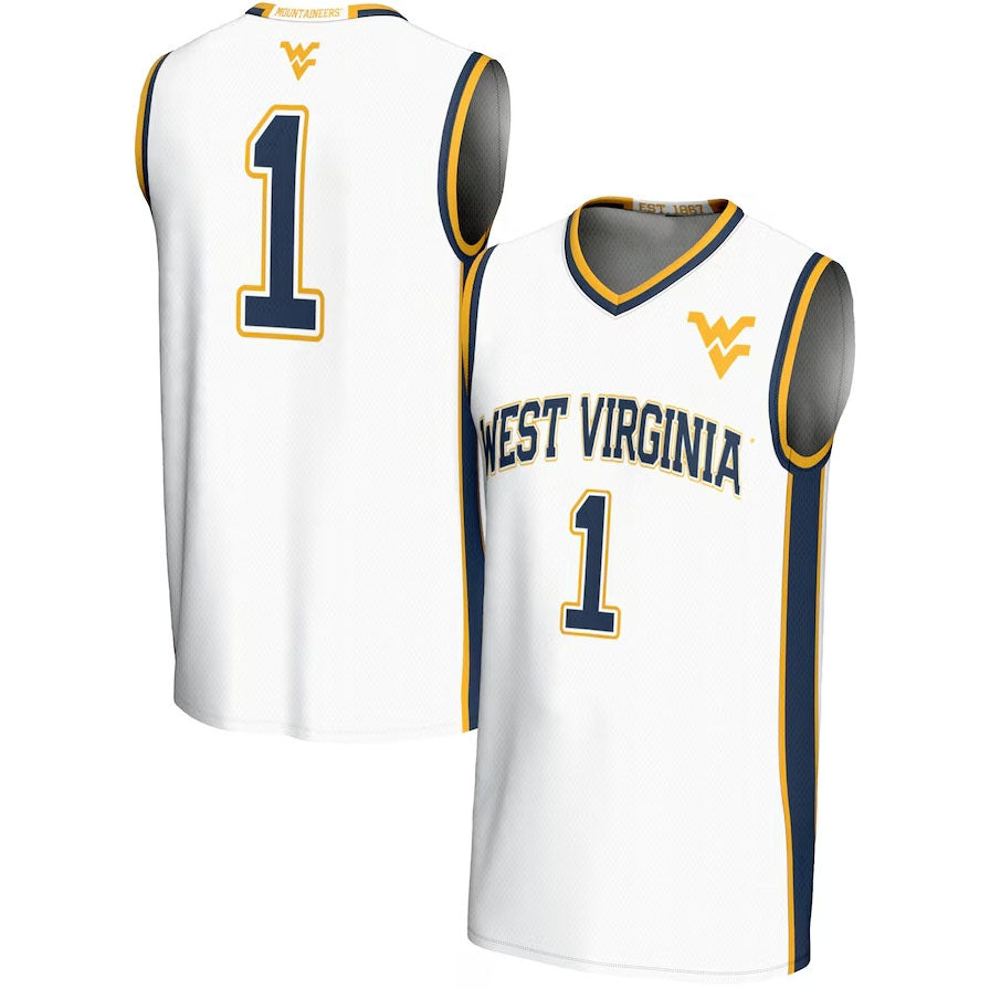 #1 W.Virginia Mountaineers GameDay Greats Lightweight Basketball Jersey - White American College Jerseys - Main View