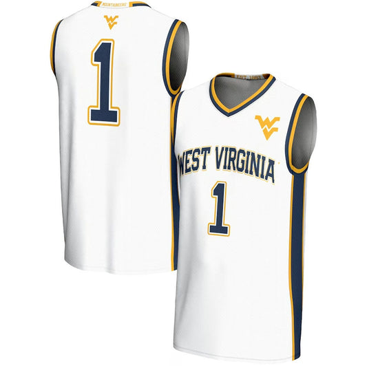 #1 W.Virginia Mountaineers GameDay Greats Lightweight Basketball Jersey - White American College Jerseys - Main View