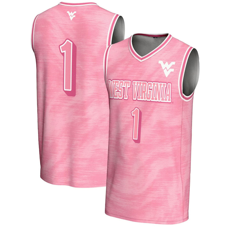 #1 W.Virginia Mountaineers GameDay Greats Unisex Lightweight Basketball Jersey - Pink American College Jerseys - Main View