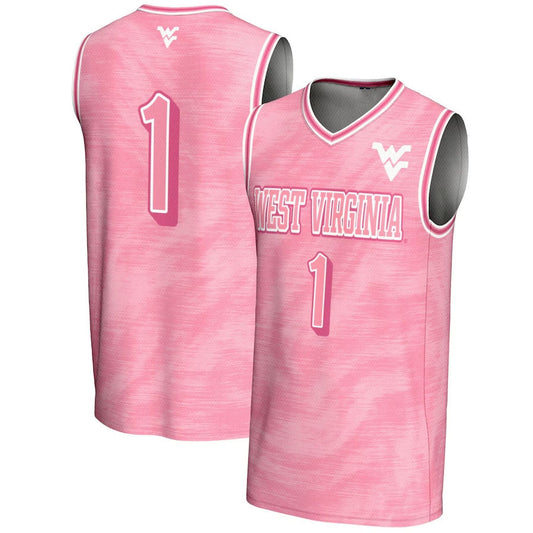 #1 W.Virginia Mountaineers GameDay Greats Unisex Lightweight Basketball Jersey - Pink American College Jerseys - Main View