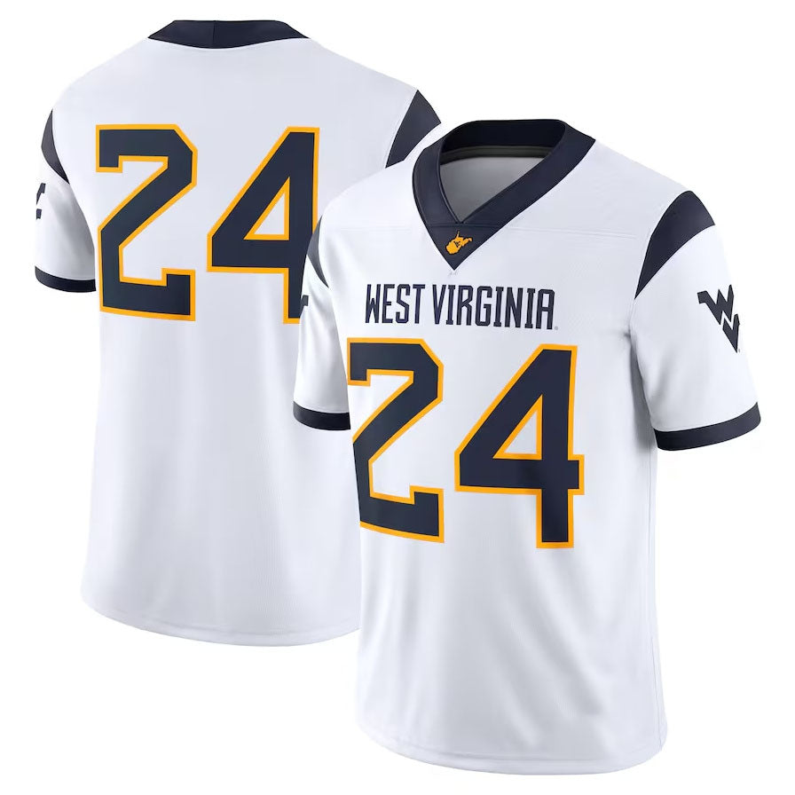 #24 W.Virginia Mountaineers Game Jersey - White American College Jerseys - Main View