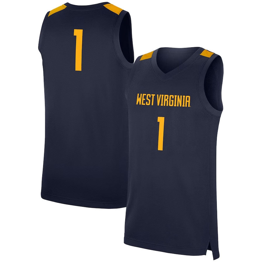 #1 W.Virginia Mountaineers Replica Jersey - Navy American College Jerseys - Main View