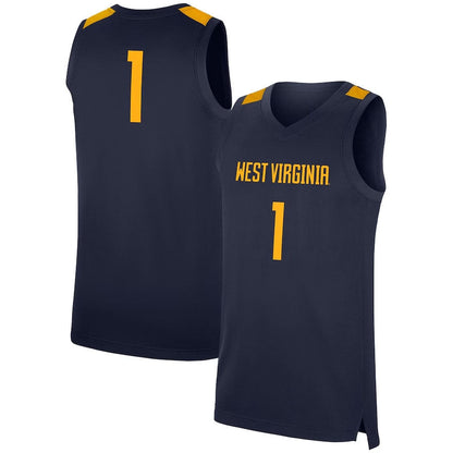 #1 W.Virginia Mountaineers Replica Jersey - Navy American College Jerseys - Main View
