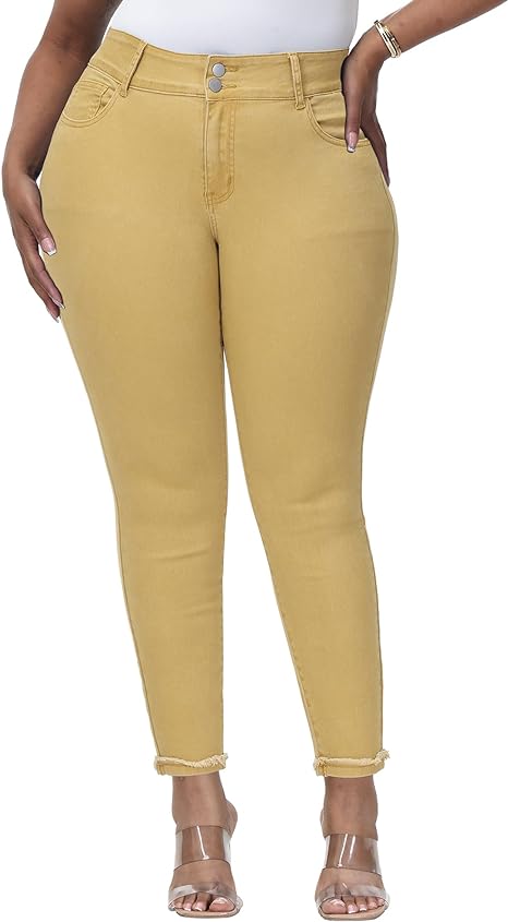 Womens Plus Size Skinny Jeans Stretchy High Waisted Ankle Jean - Main View