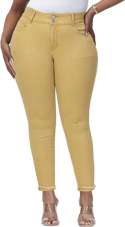 Womens Plus Size Skinny Jeans Stretchy High Waisted Ankle Jean - Main View