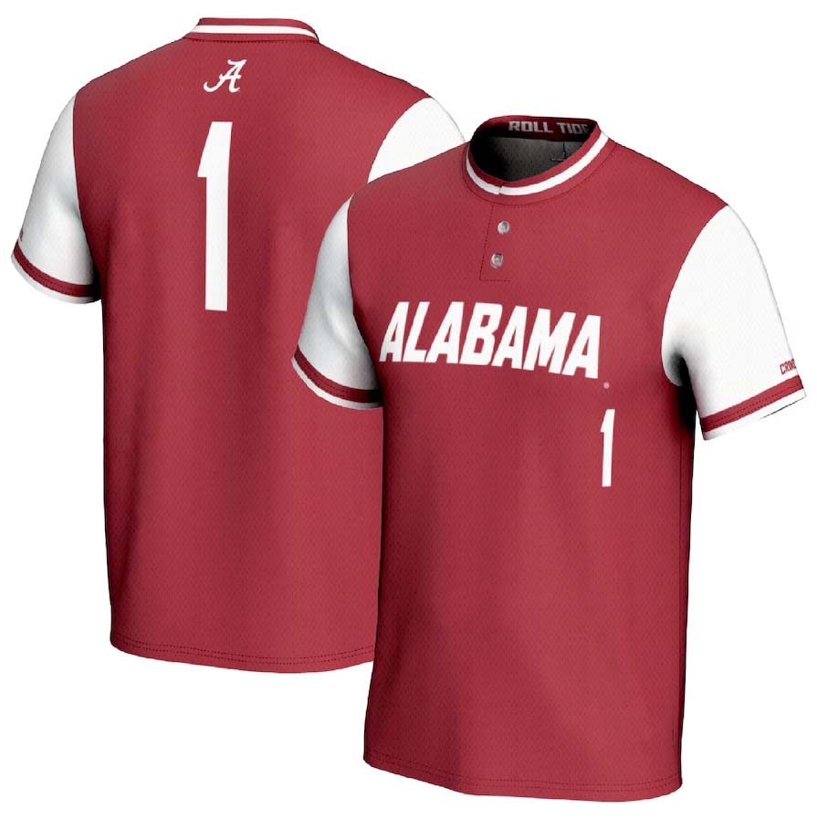 #1 A.Crimson Tide GameDay Greats Unisex Lightweight Softball Fashion Jersey - Crimson-White Stitched American College Jerseys - Main View
