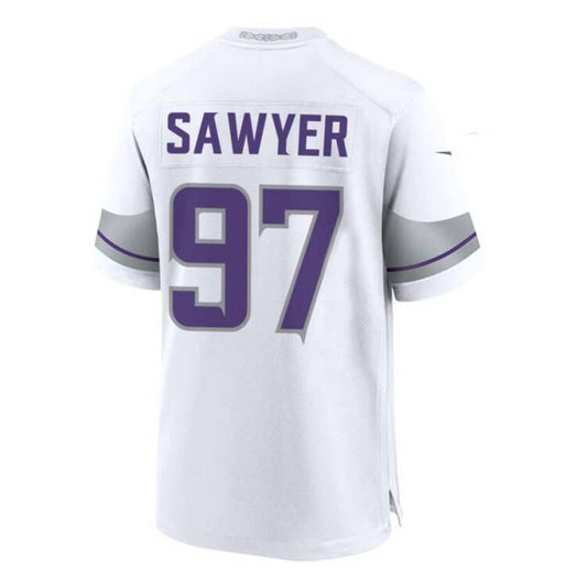 MN.Vikings #97 Talance Sawyer Team Game Jersey - White American Football Jerseys - Main View