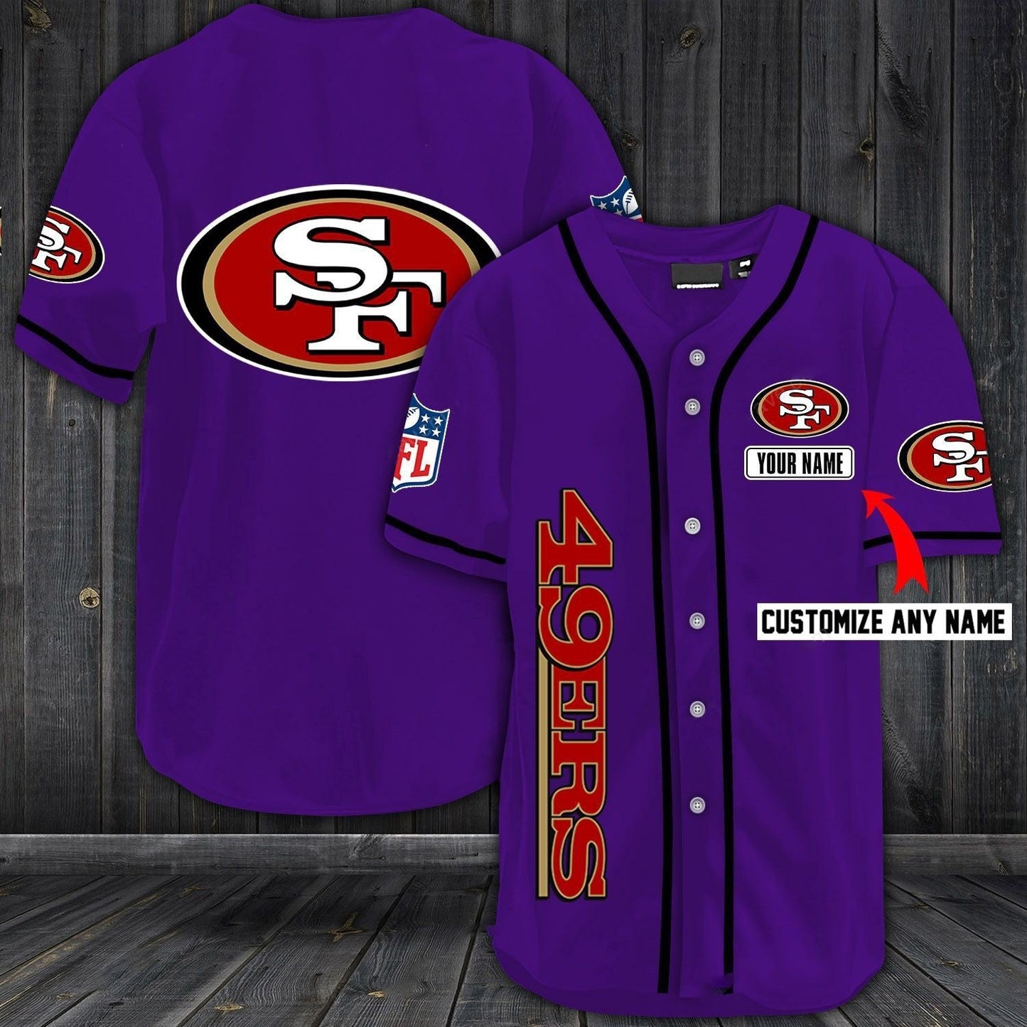 Football T-Shirts SF.49ers Baseball Customized Jersey view 3