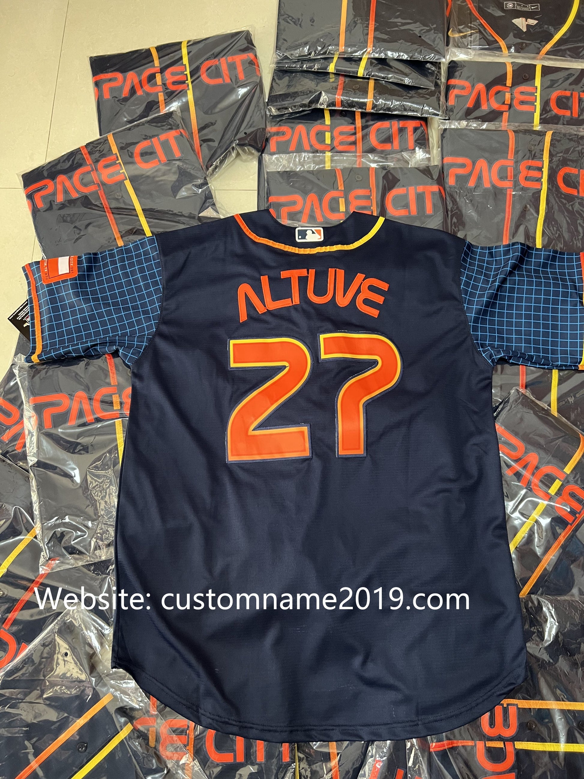 Baseball Jerseys New Houston Astros 27 Jose Altuve Navy Stitched 2022 Space City Connect Jerseys view 7
