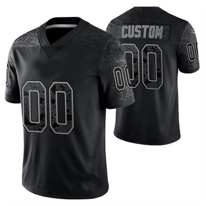 Custom P.Eagles Football Jerseys Active Player Black Reflective Limited Stitched Jersey - Main View
