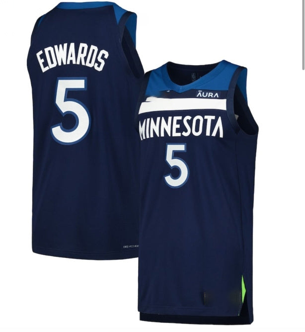 M.Timberwolves #5 Anthony Edwards Fast Break Replica Player Jersey - Association Edition - Navy American Basketball Jersey - Main View