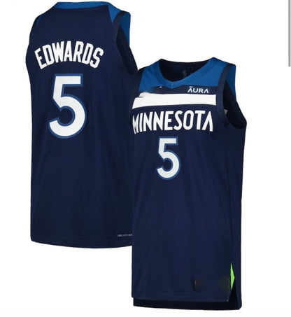 M.Timberwolves #5 Anthony Edwards Fast Break Replica Player Jersey - Association Edition - Navy American Basketball Jersey - Main View