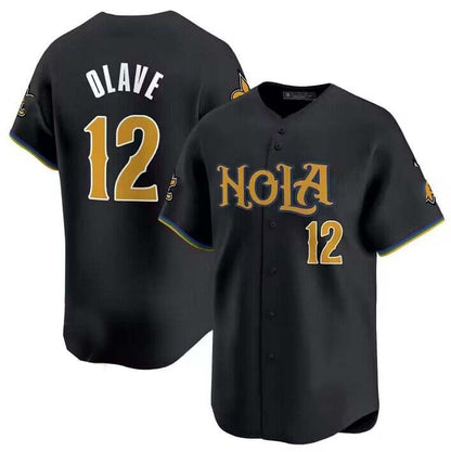 NO.Saints #12 Chris Olave Black With Patch Fashion Baseball Stitched Vapor Premier Limited Jersey - Main View