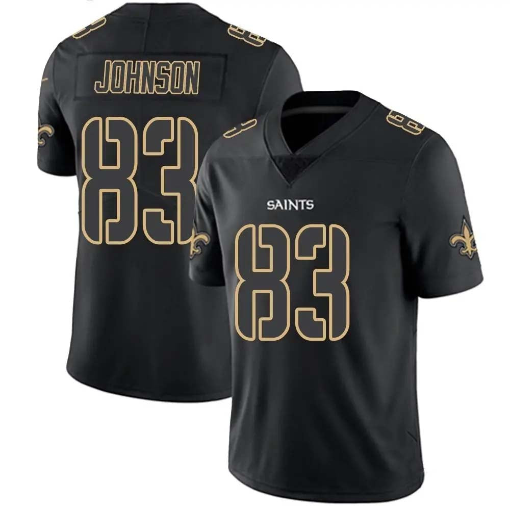 NO.Saints #83 Juwan Johnson Black Limited Black lmpact Stitched American Football Jerseys - Main View