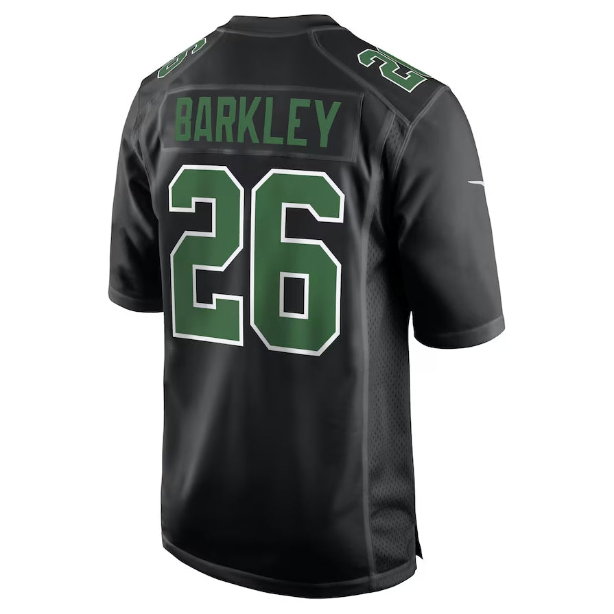 P.Eagles #26 Saquon Barkley Carbon Black/Kelly Green Fashion Game American Football Jerseys - Main View
