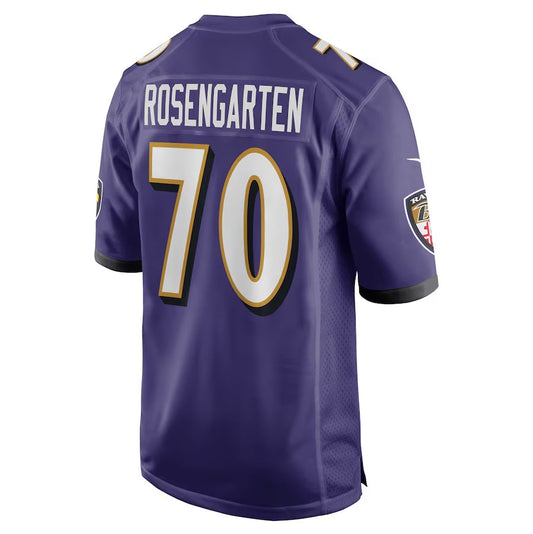 B.Ravens #70 Roger Rosengarten Purple Game Jersey Stitched American Football Jerseys - Main View