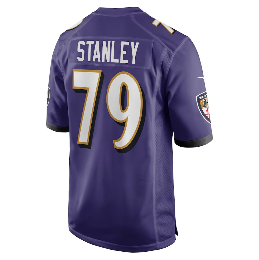 B.Ravens #79 Ronnie Stanley Purple Game Jersey Stitched American Football Jerseys - Main View