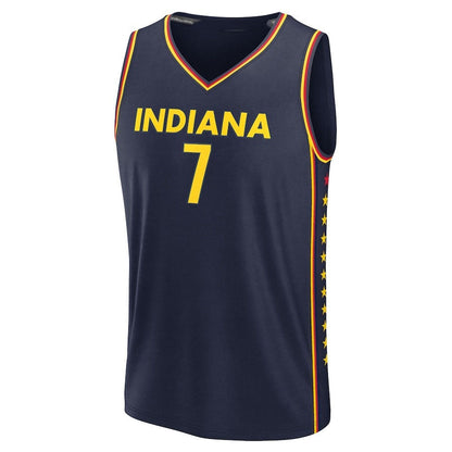 A.Boston #7 Indiana Fever Fanatics Navy Explorer Edition Fast Break Replica Stitched American Basketball Jersey view 2