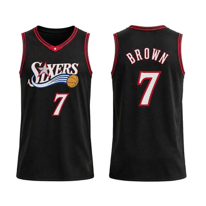 PH.76ers #7 Jaylen Brown Black Stitched American Basketball Jersey - Main View