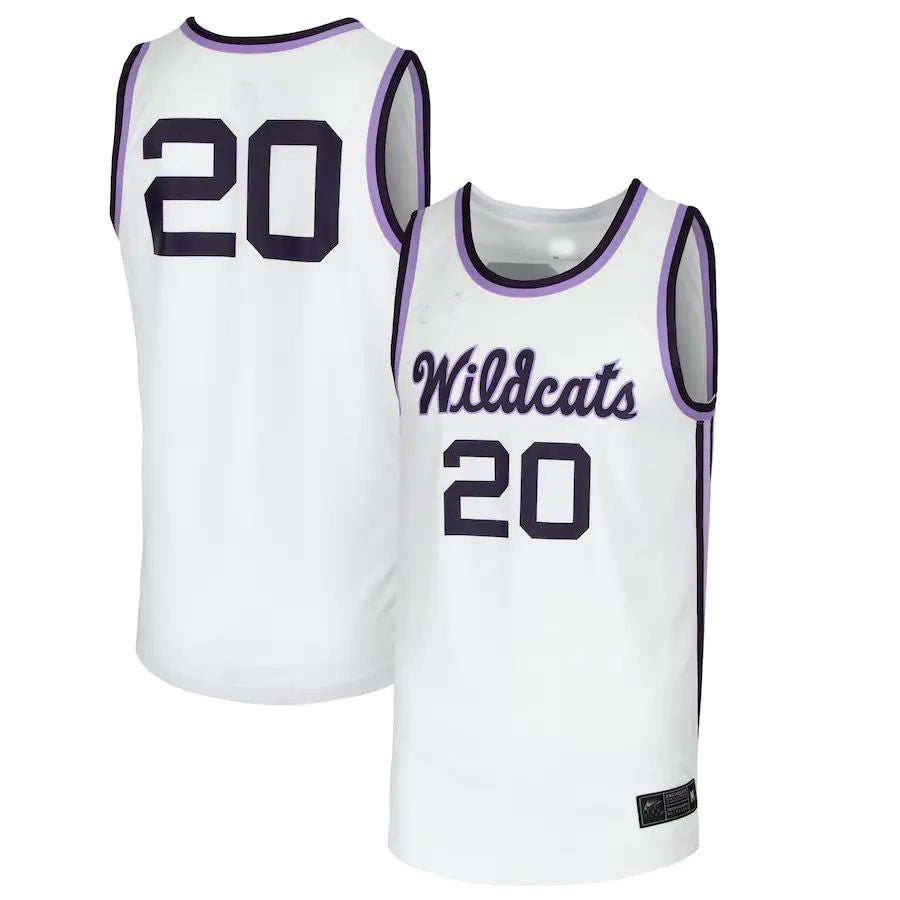 #20 K.State Wildcats Team Replica Basketball Jersey White Stitched American College Jerseys - Main View