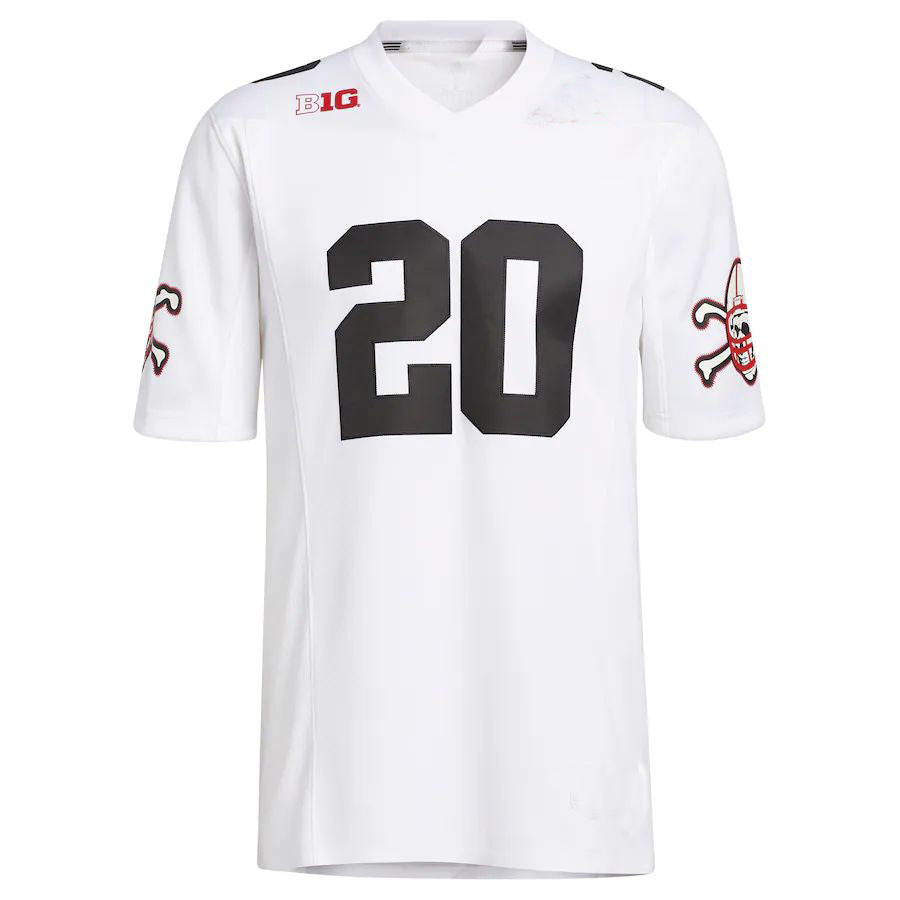 #20 N.Huskers Premier Strategy Football Jersey White Stitched American College Jerseys - Main View